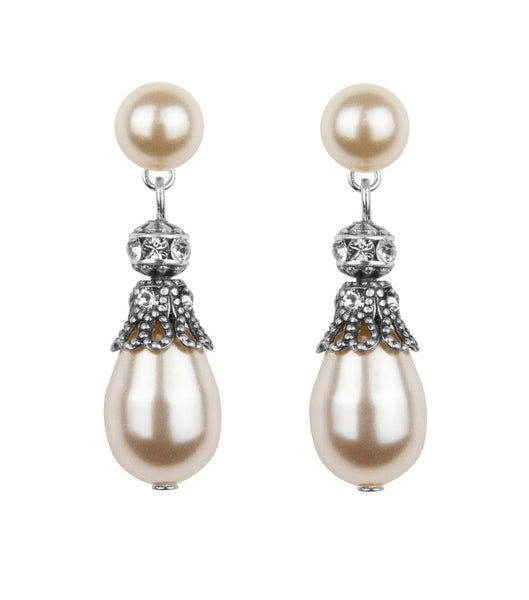 Ethnic Moon Style Pearl Earrings (Peach) - Buy Designer Pearl Earrings  Online